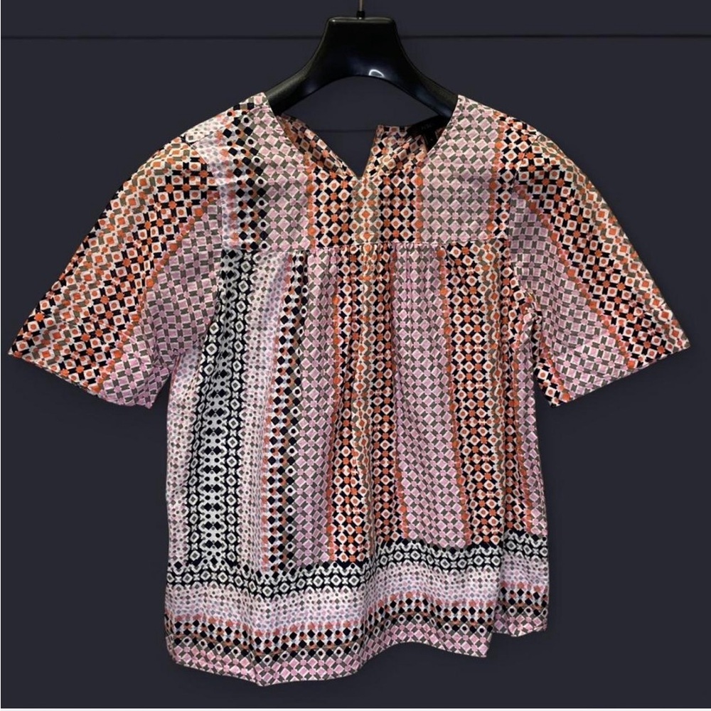 J. Crew Multicolor Geometric Blouse